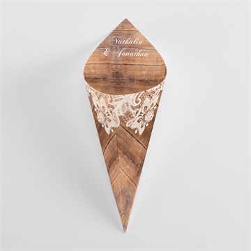 Cornet confettis mariage boisé dorure