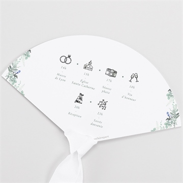 Eventail mariage poésie d'aquarelle programme - Dos de l'eventail