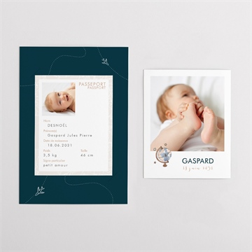 Faire-part naissance mon premier passeport duo - Vue d'ensemble