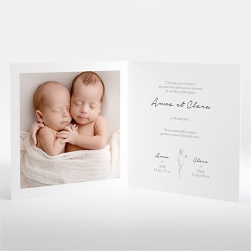 Faire-part naissance jumeaux barboteuse - Intérieur du faire-part