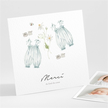 Remerciement naissance jumeaux barboteuse