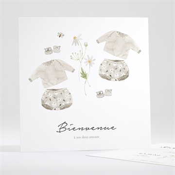 Faire-part naissance bébé jumeaux carré