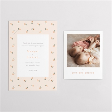 Faire-part naissance fleurs jumelles - Vue d'ensemble