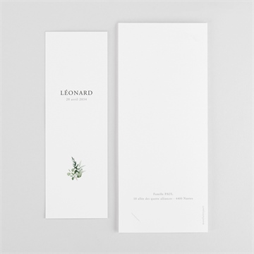 Remerciement naissance evidente sérénité - Dos du remerciement