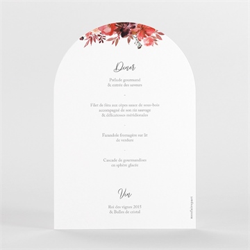 Menu mariage bordeaux - Dos du faire-part