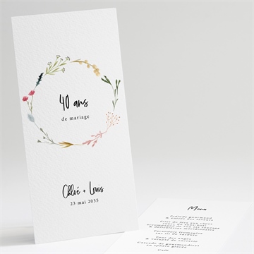 Menu anniversaire de mariage souvenirs 40 ans