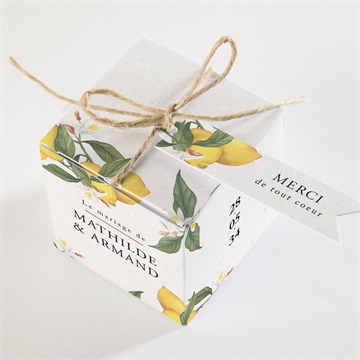 Boîte de dragées mariage citron - Dessus de la boîte