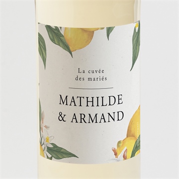 Etiquette de bouteille mariage citron sticker