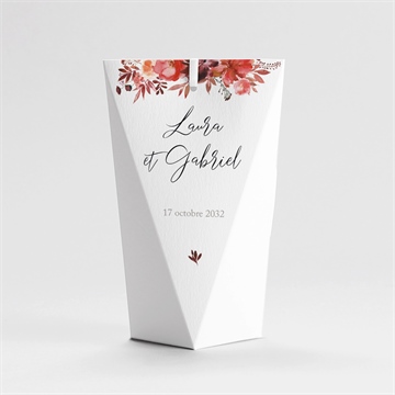 Boîte de dragées mariage bordeaux étui - Dos de la boîte