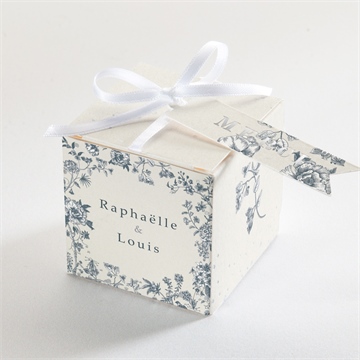 Boîte de dragées mariage tropiques argenté