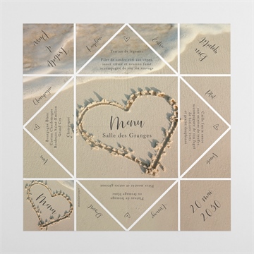 Menu mariage dans le sable cocotte - Vue dépliée