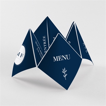 Menu mariage bleu romantique cocotte