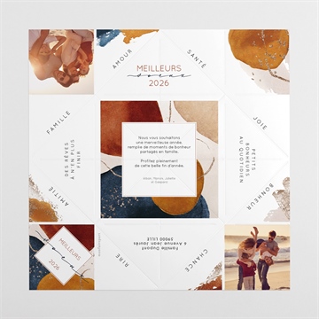 Carte de voeux eclatante - Intérieur de la cocotte dépliée