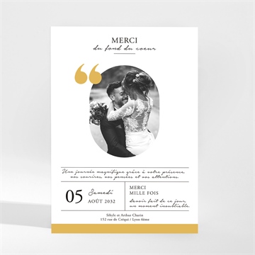 Remerciement mariage gatsby argent