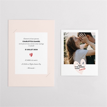 Faire-part mariage coeur duo - Vue d'ensemble