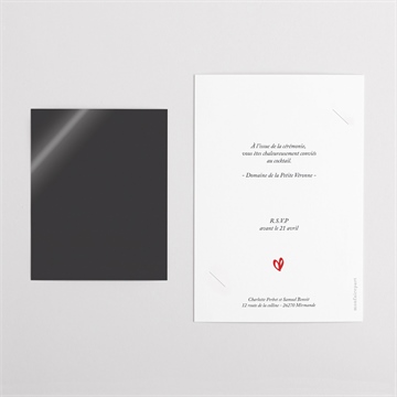 Faire-part mariage coeur duo - Dos du faire-part