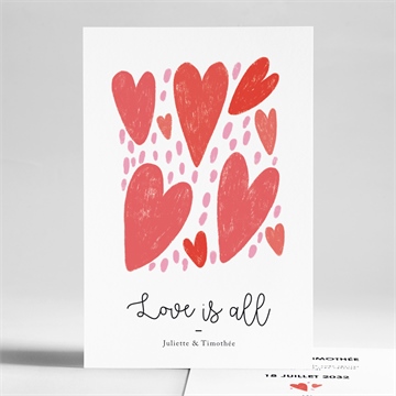 Faire-part mariage coeurs