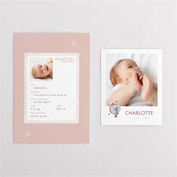 Faire-part naissance passeport fille duo - Vue d'ensemble