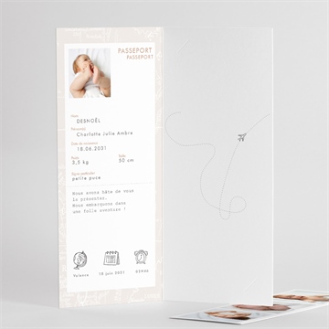 Faire-part naissance passeport fille photomaton - Détail de l'intérieur