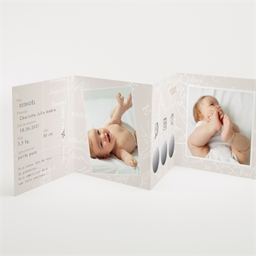 Faire-part naissance passeport fille accordéon - Intérieur du faire-part