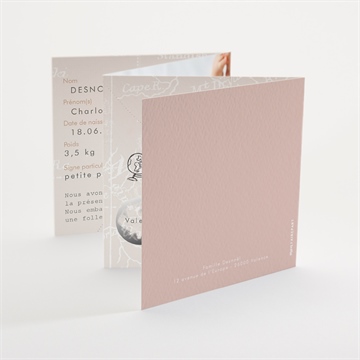Faire-part naissance passeport fille accordéon - Dos du faire-part