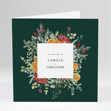 Faire-part mariage orange de noël