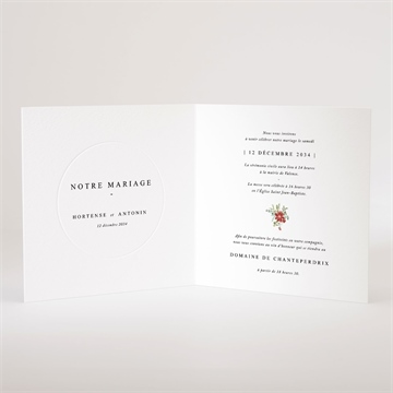 Faire-part mariage douce subtilité carré plié - Intérieur du faire-part