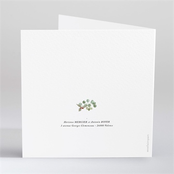 Faire-part mariage douce subtilité carré plié - Dos du faire-part