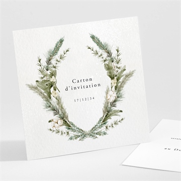 Carton d'invitation mariage couronne d'hiver