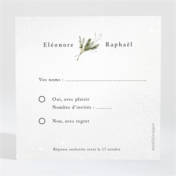 Carton réponse mariage couronne d'hiver