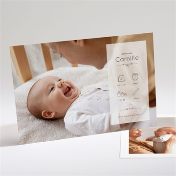 Faire-part naissance pictos sur photo