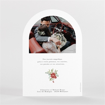 Remerciement mariage jardin fleuri - Dos du faire-part