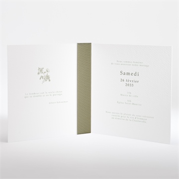 Faire-part mariage fleuri plié - Intérieur du faire-part