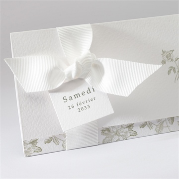 Faire-part mariage fleuri pochette - Détail du faire-part