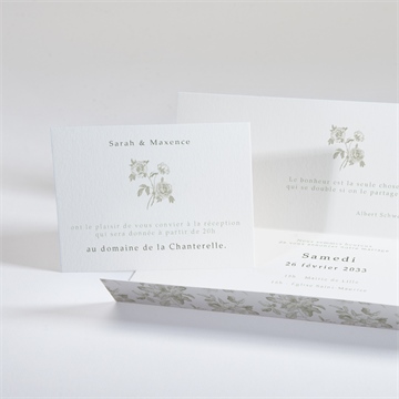 Faire-part mariage fleuri pochette - Intérieur du faire-part