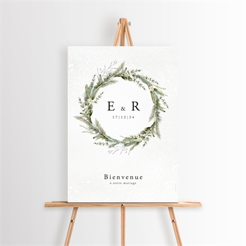 Panneau bienvenue couronne d'hiver