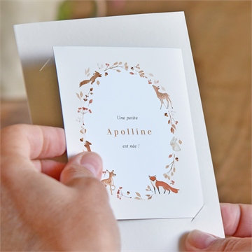 Faire-part naissance ronde de la forêt duo - Mise en situation
