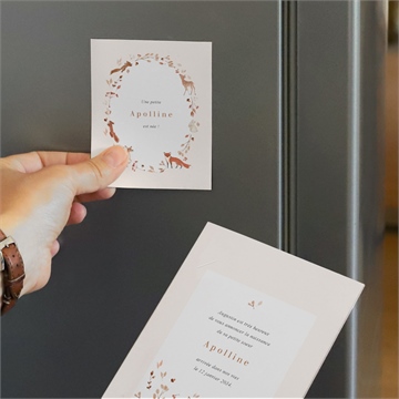 Faire-part naissance ronde de la forêt duo - Mise en situation