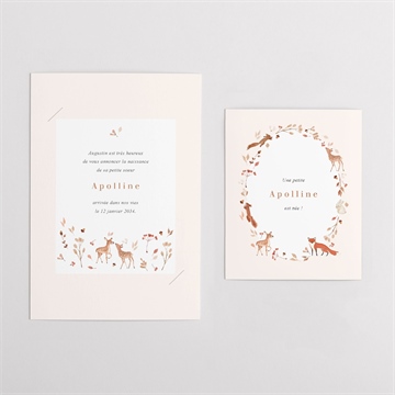 Faire-part naissance ronde de la forêt duo - Vue d'ensemble