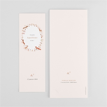 Faire-part naissance ronde de la forêt photomaton - Dos du faire-part