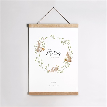 Affiche naissance petits lapins