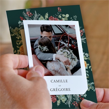 Remerciement mariage orange de noël or