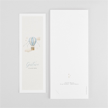 Faire-part naissance montgolfière - Dos du faire-part