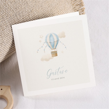 Faire-part naissance montgolfière plié
