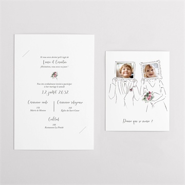 Faire-part mariage jolie devinette duo - Vue d'ensemble