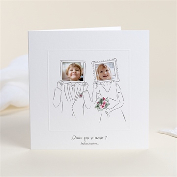 Faire-part mariage jolie devinette gaufrage