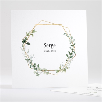 Faire-part décès moderne végétal plié