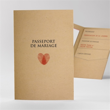 Faire-part mariage passeport vintage pocketfold