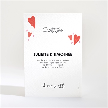 Carton d'invitation mariage coeurs