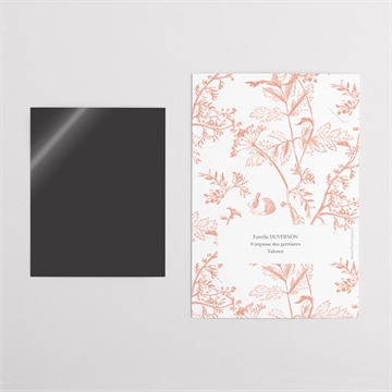 Faire-part de baptême gravure gaufrée duo - Dos du faire-part